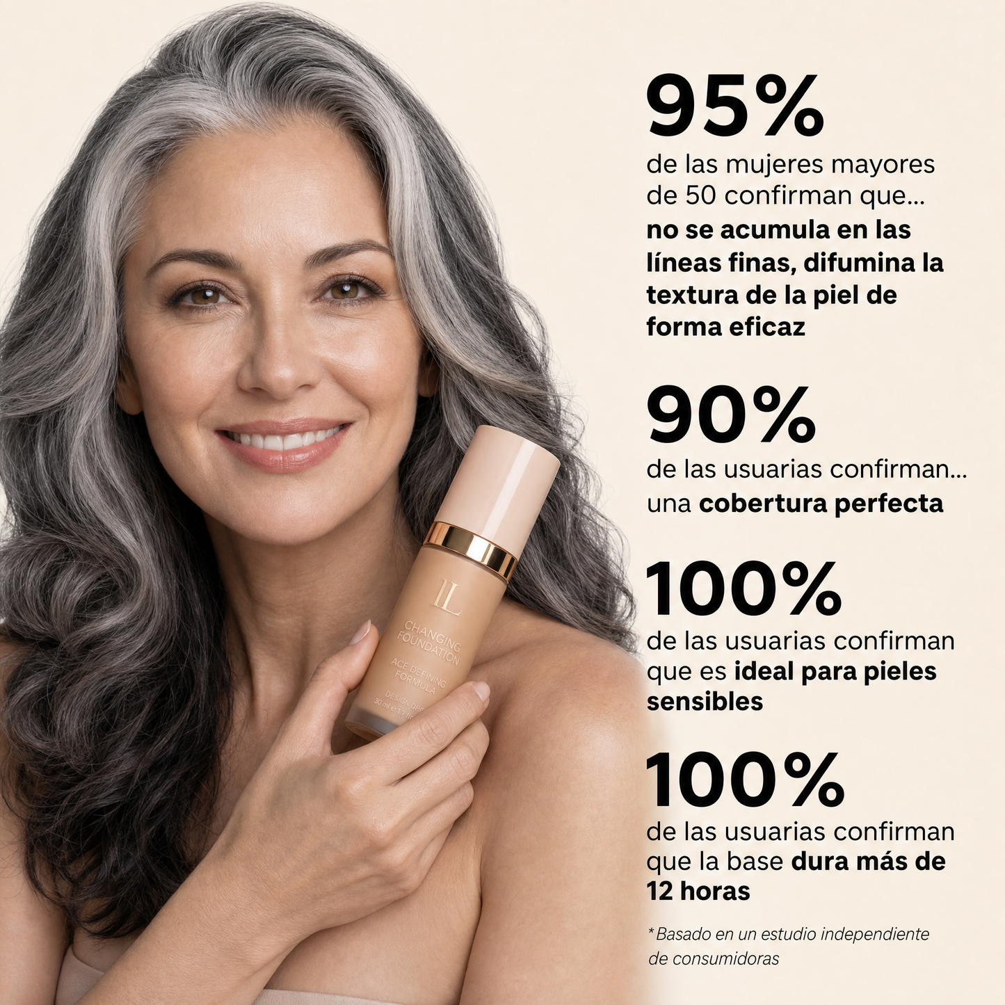 Base de Maquillaje Antiedad con SPF 50 – Se Adapta a tu Tono de Piel